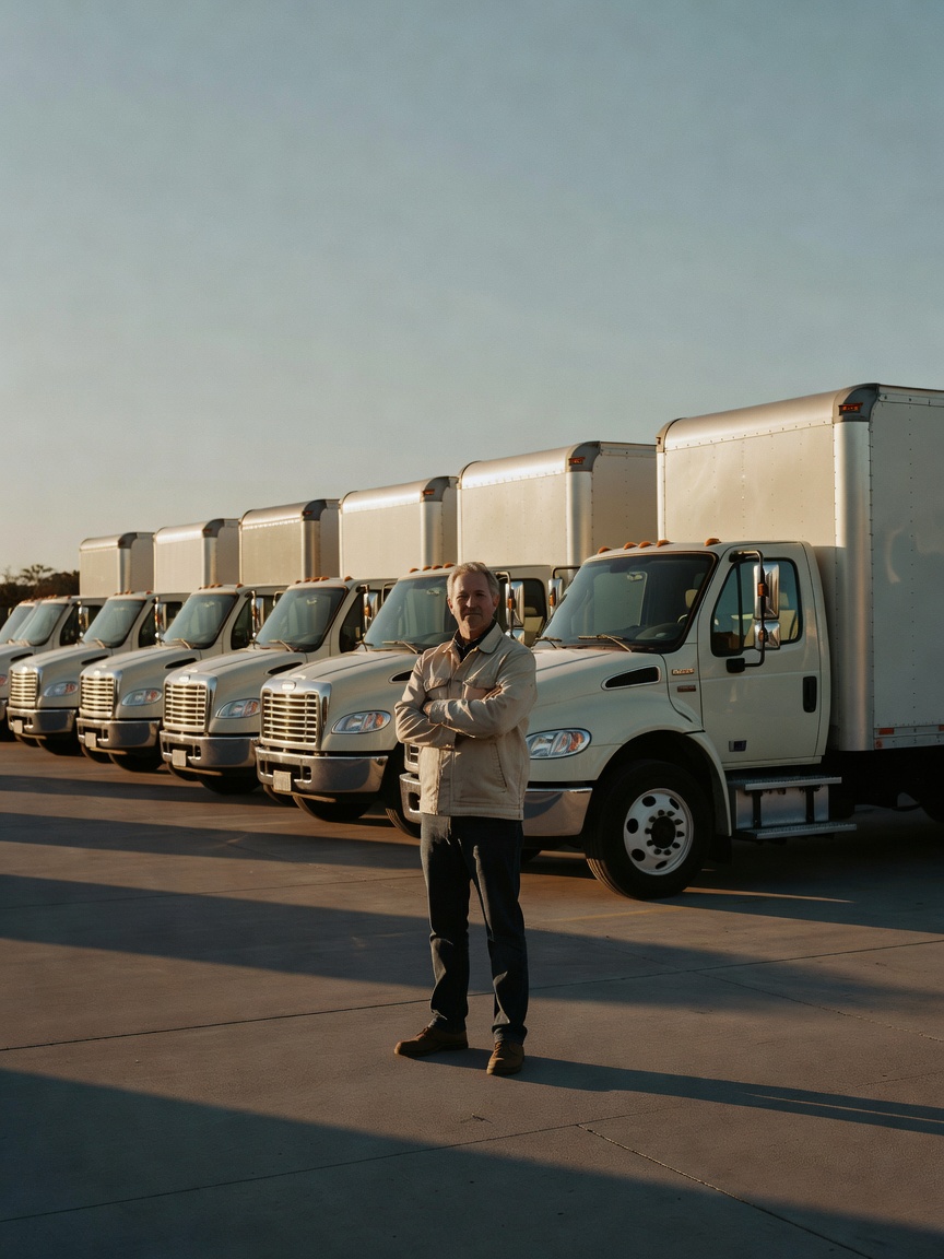 A working fleet of vehicles and equipment a business runs on.