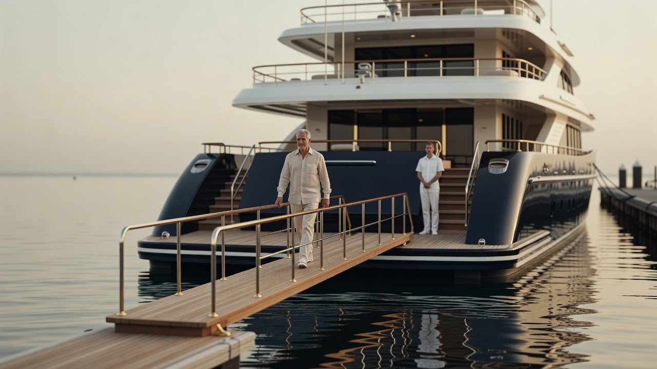 A superyacht at dock, owned through the client’s SPV.